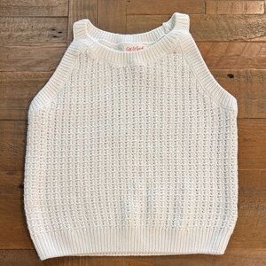 Cat & Jack Cream Open-Knit Off-the-Shoulder Sweater Tank